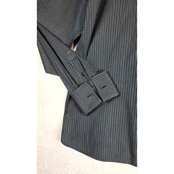 Mens Dress Shirt Stirpe Flip Cuff 17.5 Endurance Ted Baker Superfine Cotton - Picture 16 of 16